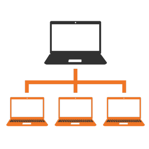 office network relocation showing business IT infrastructure setup with routers switches and connected devices during office move and network installation